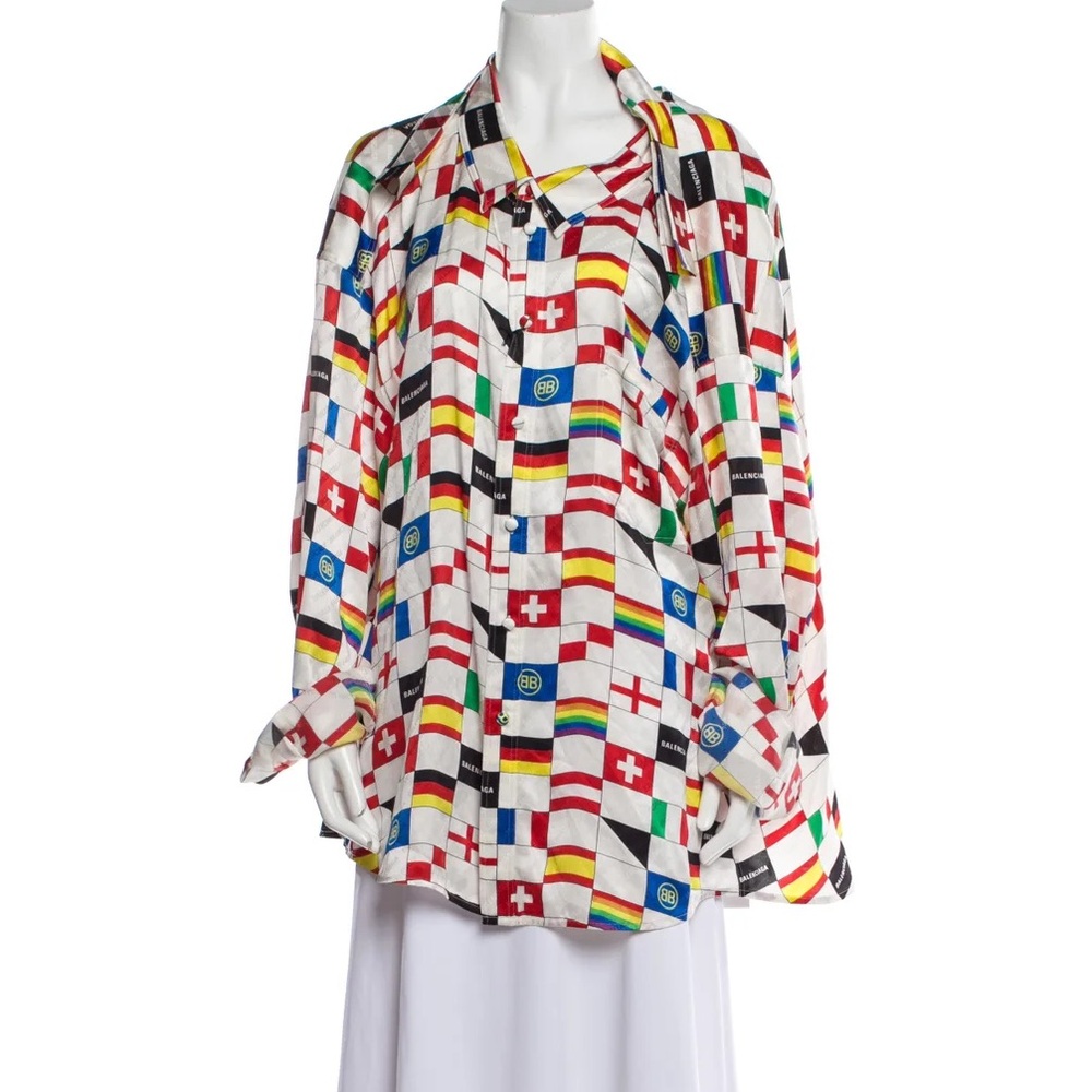 Balenciaga
2019 Monogram Flags Silk Tunic